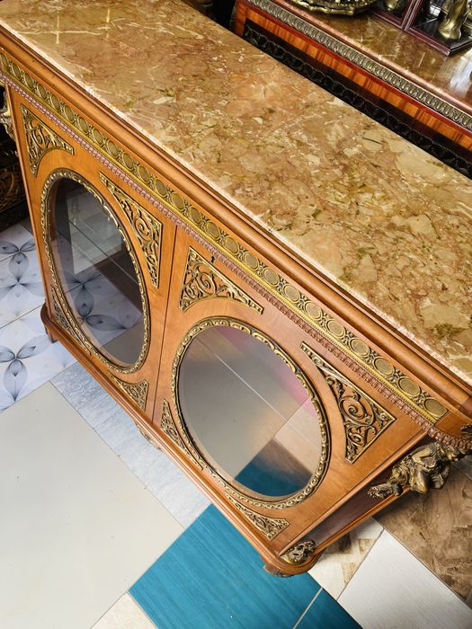 Comoda Vintage Vitrina Marmura Bronz Lemn Masiv