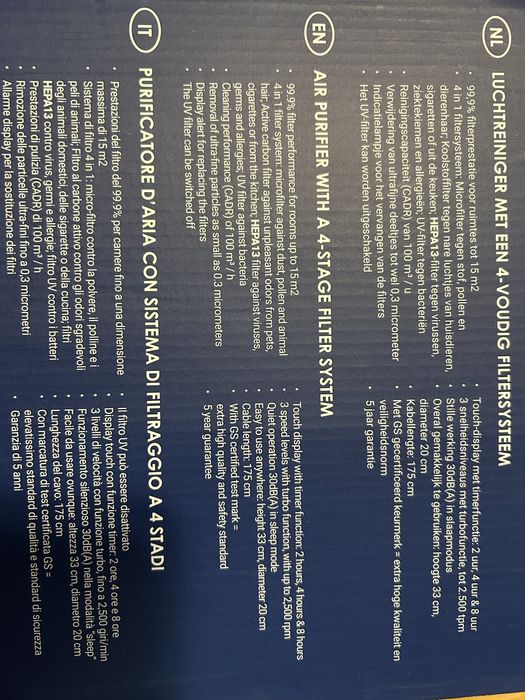 Purificator de aer Bestron cu UV - nou