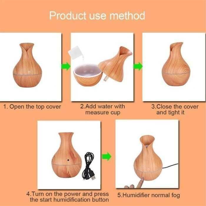 Арома дифузер + LED Лампа 7 цвята + Овлажнител за въздух +Ароматизатор