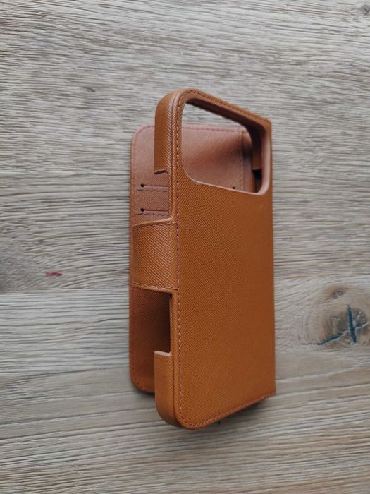 Husa Iphone 17 Pro Max - NOREVE - Orange Vibrant - leather wallet case