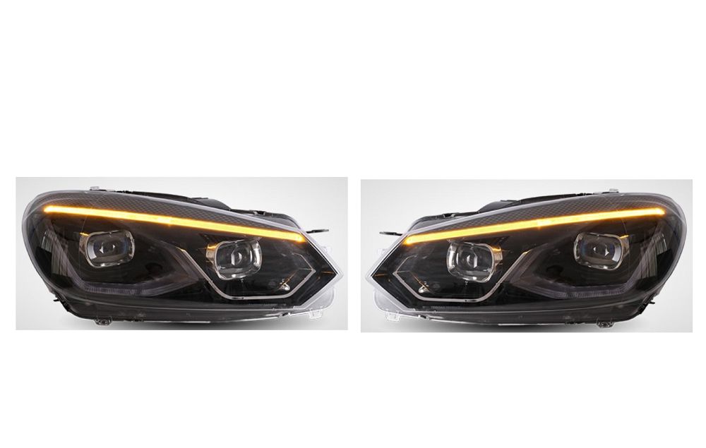 Set faruri tuning VW Golf VI (5K), 10.2008-, cu animatii; cu LED daytime running light; D2S+D2S+H7; electrical; fara becuri; Tuning; xenon
