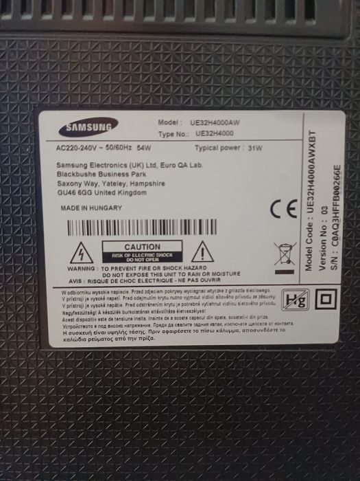 Vând TV SAMSUNG UE32H4000 defect(leduri backlight arse).