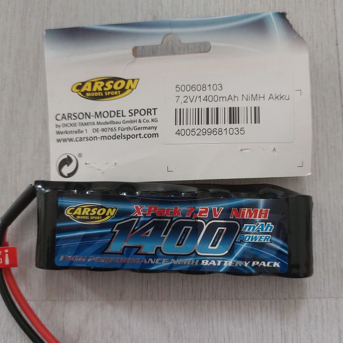 Професионална NiMH Батерия Carson X-Pack 7.2V 1400mAh – За RC Коли