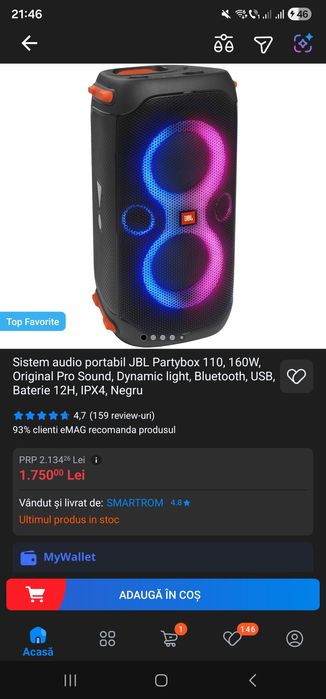 Boxa portabila  JBL PartyBox 110