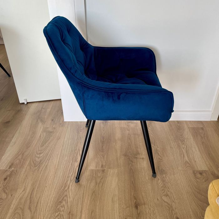 Scaune catifea bucatarie / living - cadru metal - 4 buc
