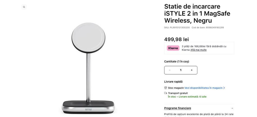 Stație încărcare iSTYLE 2 în 1 MagSafe Wireless – NOUĂ, SIGILATĂ