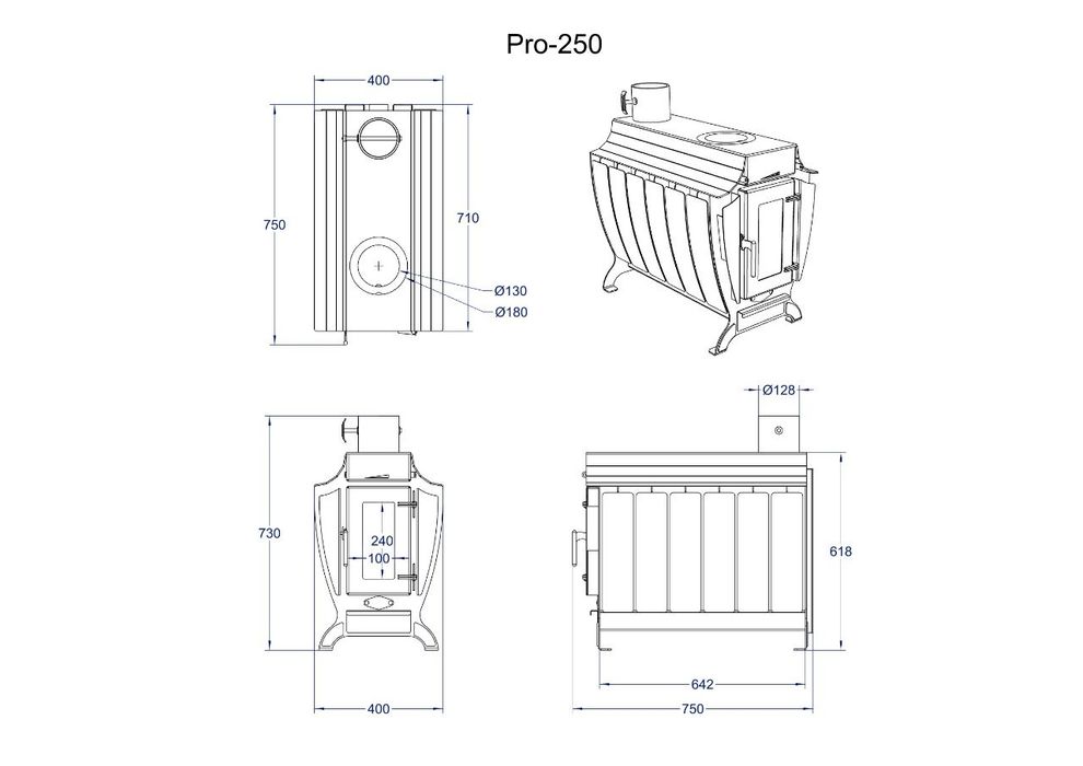 Печь "PRO-250" ,печка,камин,отопление,обогрев,котёл