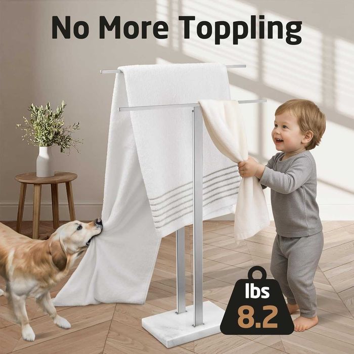 KES стойка за кърпи 2 нива с мраморна основа от неръждаема стомана