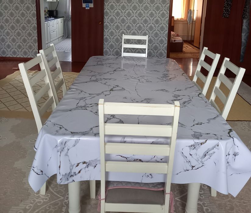 Ас үй стол,орындықтарымен 6орындығымен