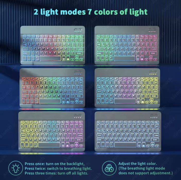 Tastatura si mouse Bluetooth LED RGB slim Usb C