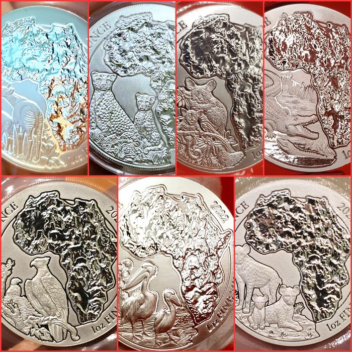 Ruanda Nautical Lunar African monede lingou argint 999