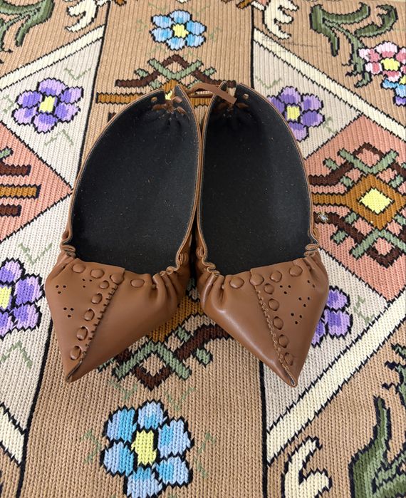 Opinci din piele naturală cu sosete crusetate manual