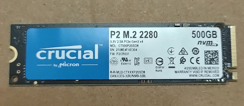 500Gb ssd nvme Crucial Gen 3x4 в отличном состоянии!