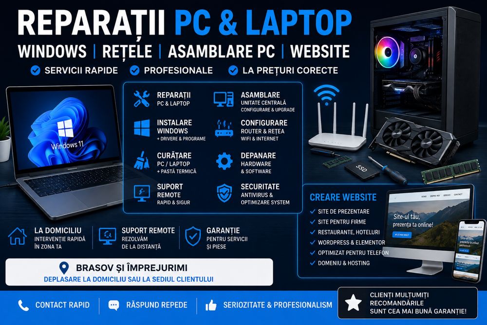 Reparatii PC & Laptop | Windows | Retele |  Remote | Website