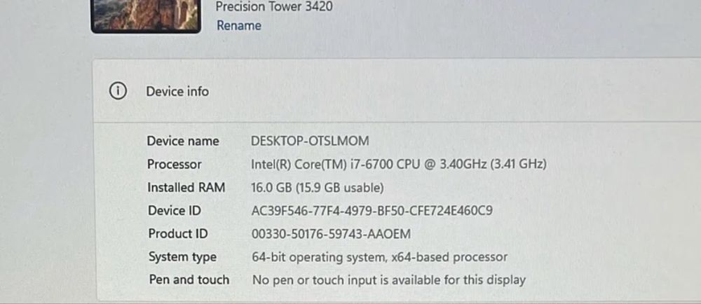Mini PC SFF DELL Precision 3420 i7 16GB RAM SSD 2GB video 4K 1TB HDD
