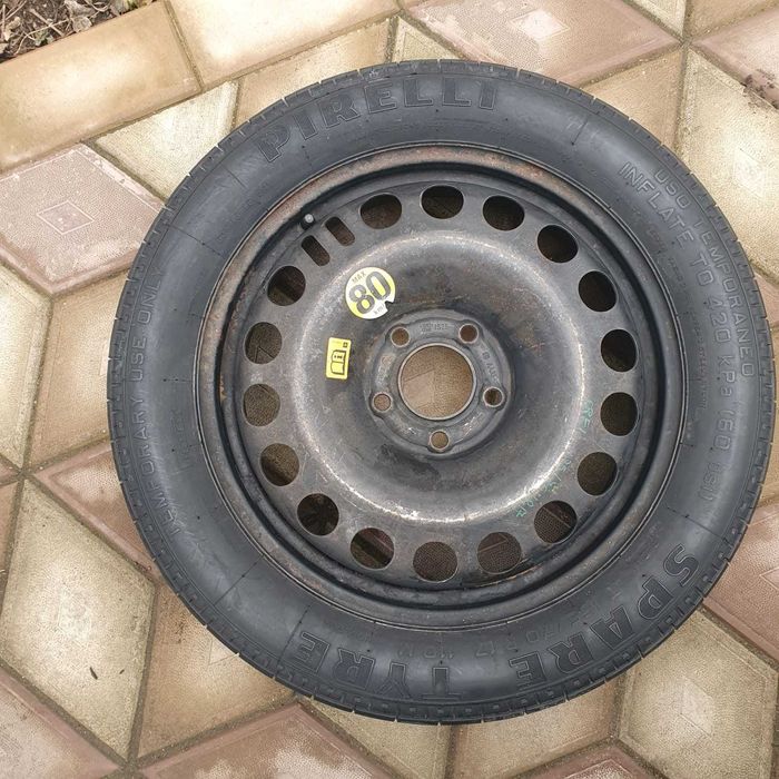 4 Roti din Oțel 5x115/17 si Roata Rezerva Slim Opel Insignia, Zafira