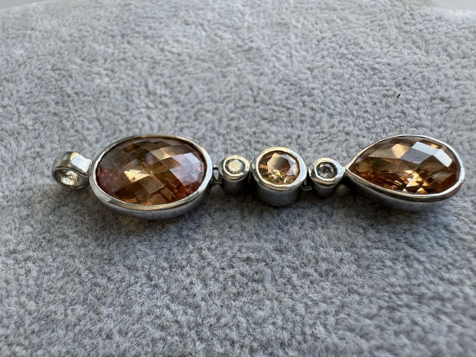 Pandantiv din argint, citrin si cubic zirconia