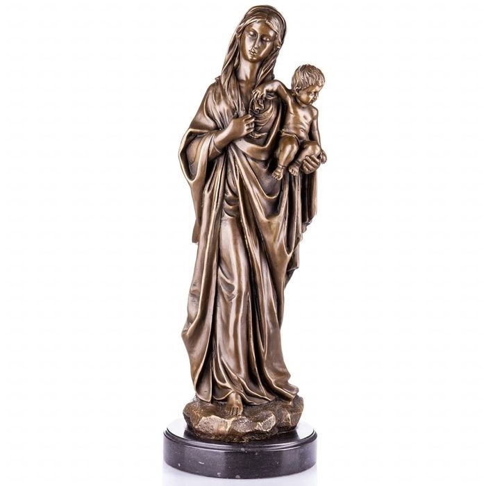 Statueta bronz- "Fecioara Maria cu pruncul Iisus "