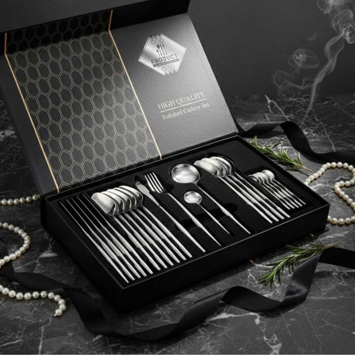 Комплект прибори за хранене от 24 части с луксозен дизайн