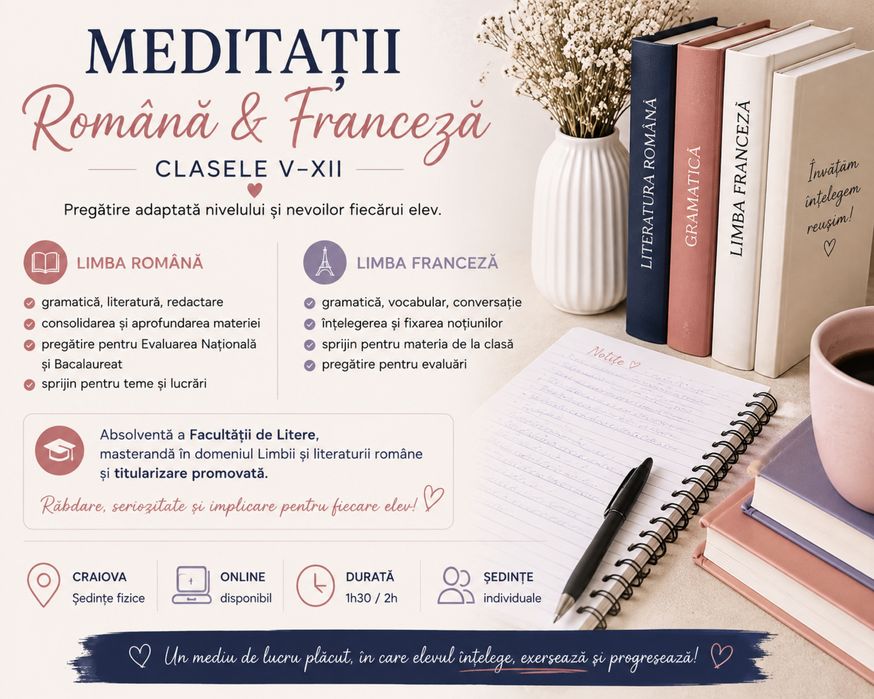 Meditatii Romana si Franceza- Craiova