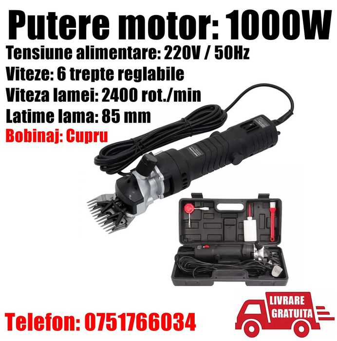 Masina Aparat Tuns Oi Capre Caini Trusa Profesionala Electrica 1000W Bobinaj Cupru + LIVRARE GRATUITA SM