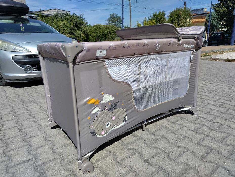 LORELLI Детска кошара на 2 нива с повивалник MOONLIGHT бежов