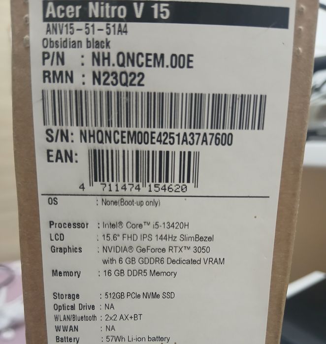 Acer Nitro V15 core core i5  13gen