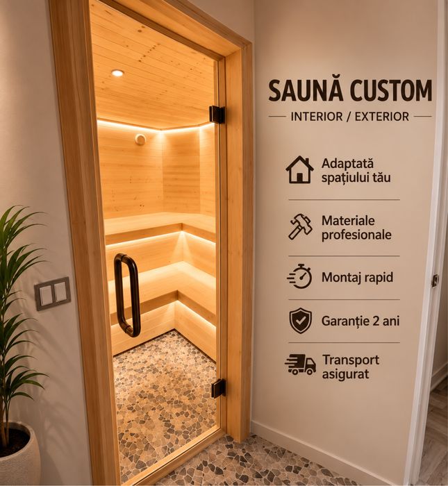 Sauna standard sau custom adaptata spatiului si nevoilor fiecarui client.