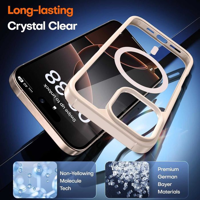 TAURI iPhone 16 Pro Max Husa Gold MagSafe Sticla Temperata Protectie 15FT Anti Soc Anti Zgarieturi