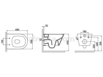 Конзолна тоалетна чиния без ръб къса проекция Gema