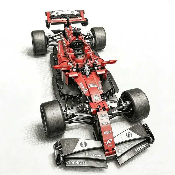 Set construit Race Car F1 Ferrari 1:10 tip Lego cu 1000 piese
