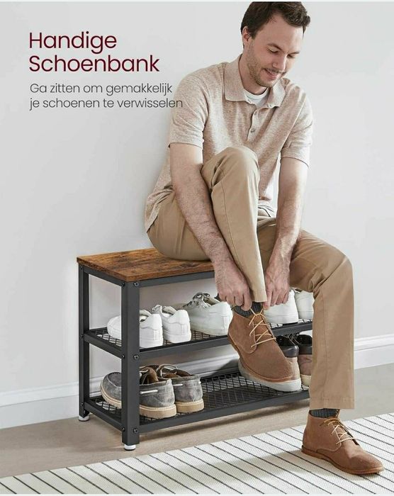 Banca/pantofar rustic,VASAGLE