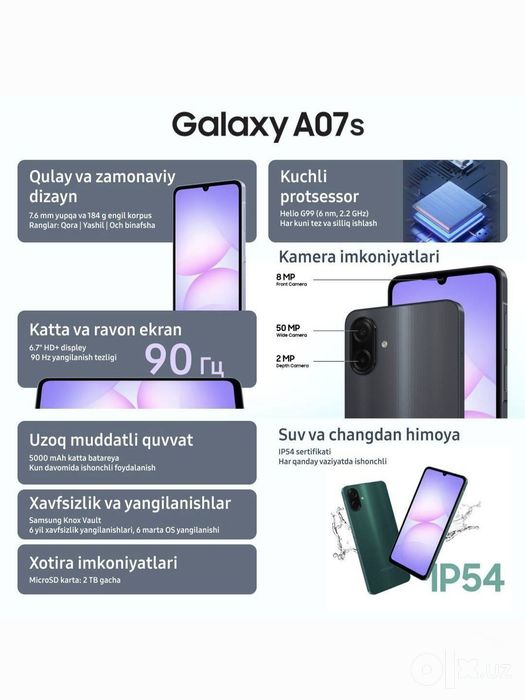 Samsung Galaxy A07s  (2026) New Super Skidka+Garantiya+Dastavka