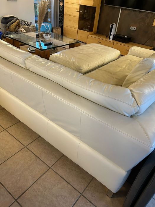 Кожен диван от три части естествена кожаа