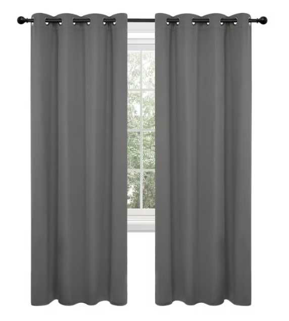 Set 2 perdele PONY DANCE, 200 x 250 cm, opace, cu inele, gri
