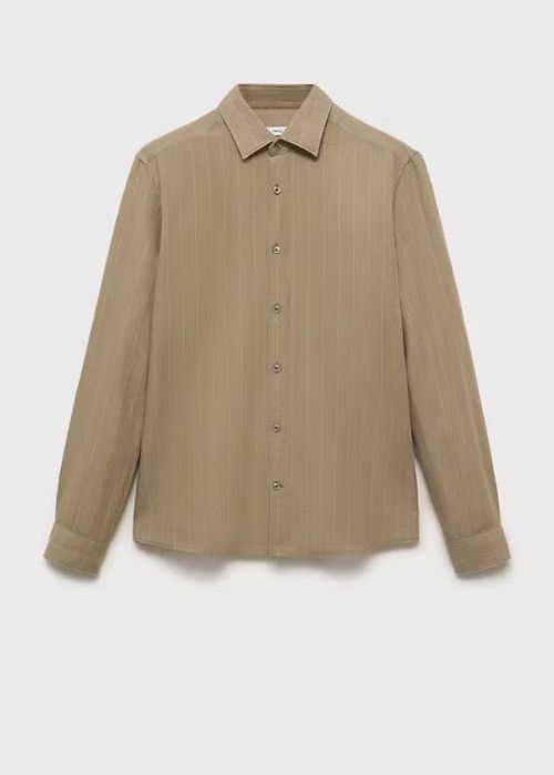 MANGO. Льняная рубашка хаки. Дипломатика. XXL