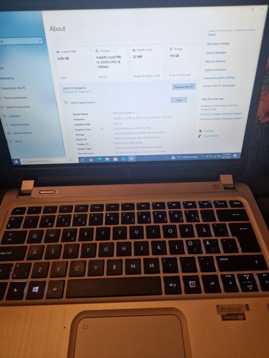 Vand laptop HP Spectre XT, I5 gen 3, 4gb Ram, ssd 128gb