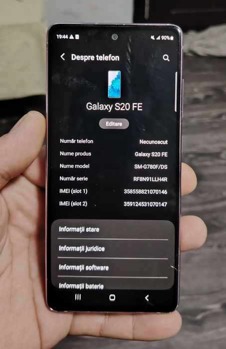 Samsung s20 Fe puțin fisurat