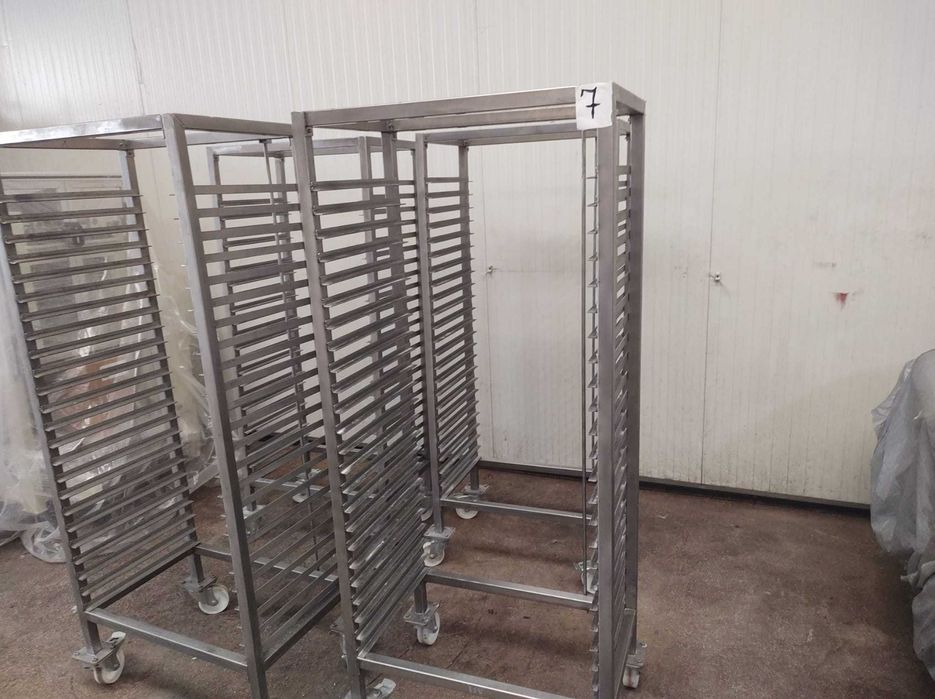 Carucior cu rotile din inox pentru tavi patiserie / horeca