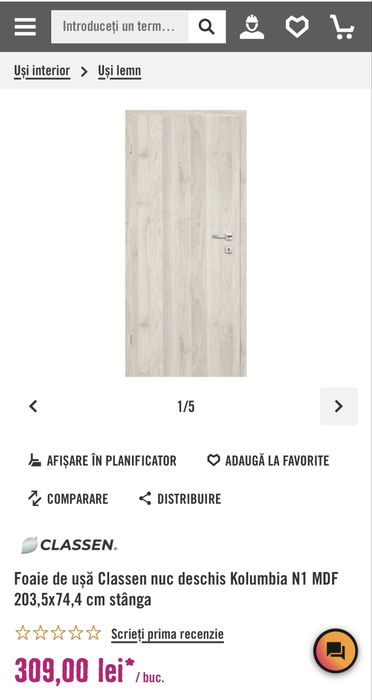 Foaie de usa cu toc demontata mdf