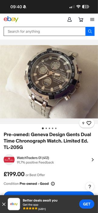 Ceas Geneva Design Limited Edition Gents Dual Time Chronograph