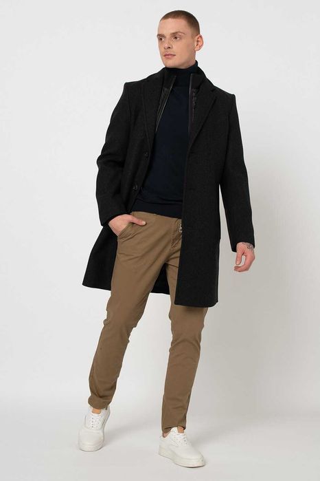 Palton slim 52 XL premium Robert Red lana Alpaca moale negru