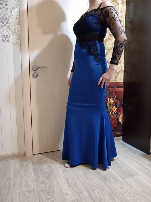 Вечернее синее платье