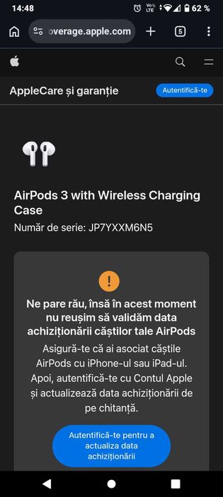 Vând căști AirPods 3 Wireless Charging Case Apple originale