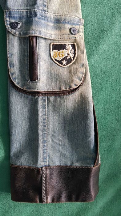 НОВИ 3/4  дънки за момиче 140 см с кожа апликация