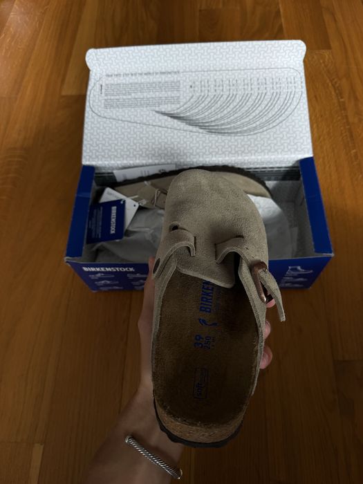 Saboți Boston Birkenstock pe Bej