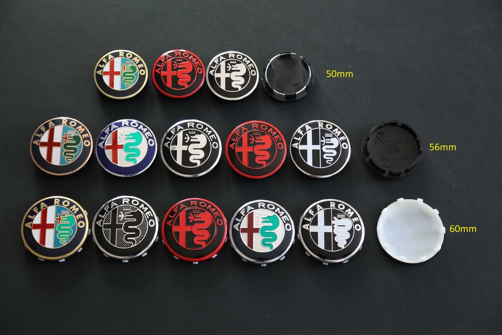 Set 7 embleme sigla stema capace roti volan Alfa Romeo