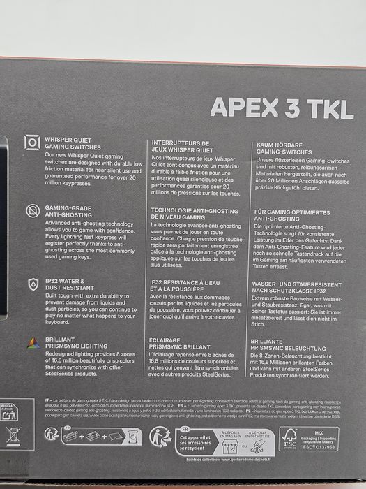 Tastatura Gaming STEELSERIES Apex 3 TKL  Whisper-Quiet Switch, Mouse SteelSeries Aerox 5