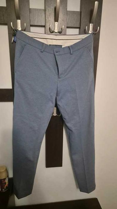Costum nuntă (sacou+pantaloni) albastru (steel blue wedding suit) purtat o singură dată