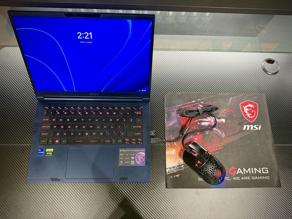 Лаптоп MSI Stealth 14 + Подарък мишка MSI M99